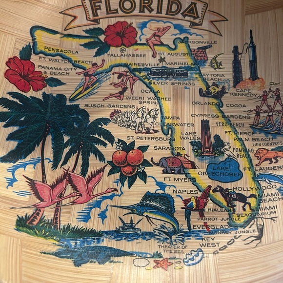 VTG Bamboo Tourist FL Fruit Basket. For decoration only. Unbranded. - Picture 3 of 8